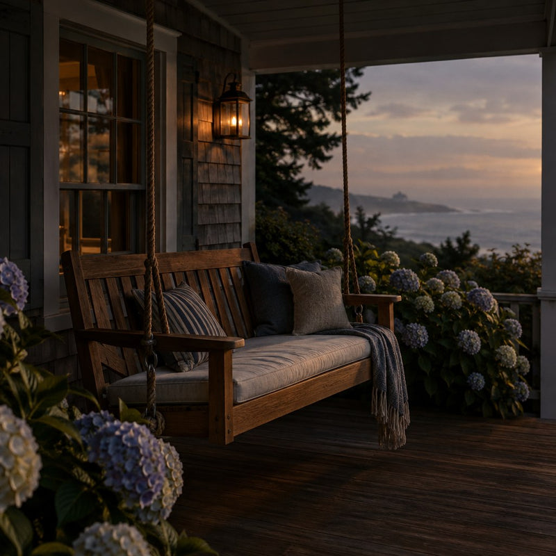 Porch, seating & decor